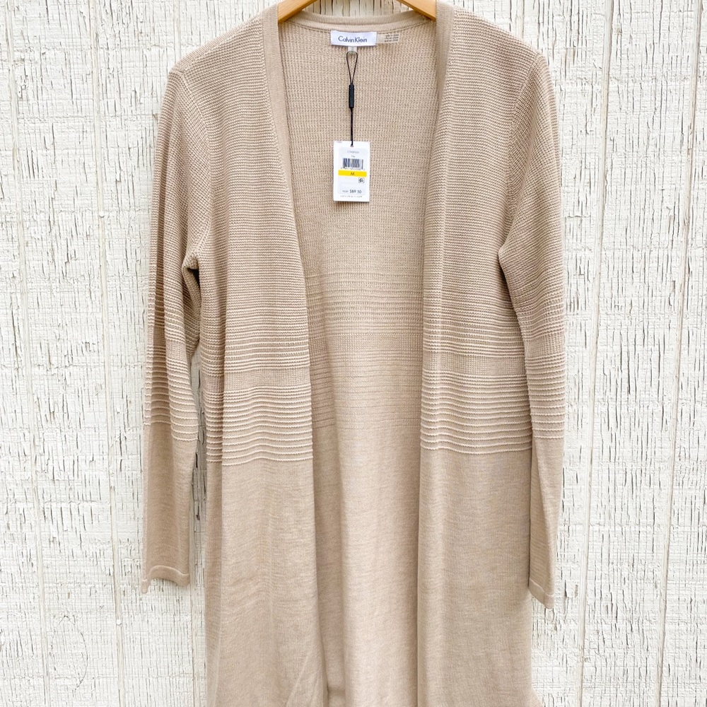 NWT Calvin Klein neutral long cardigan